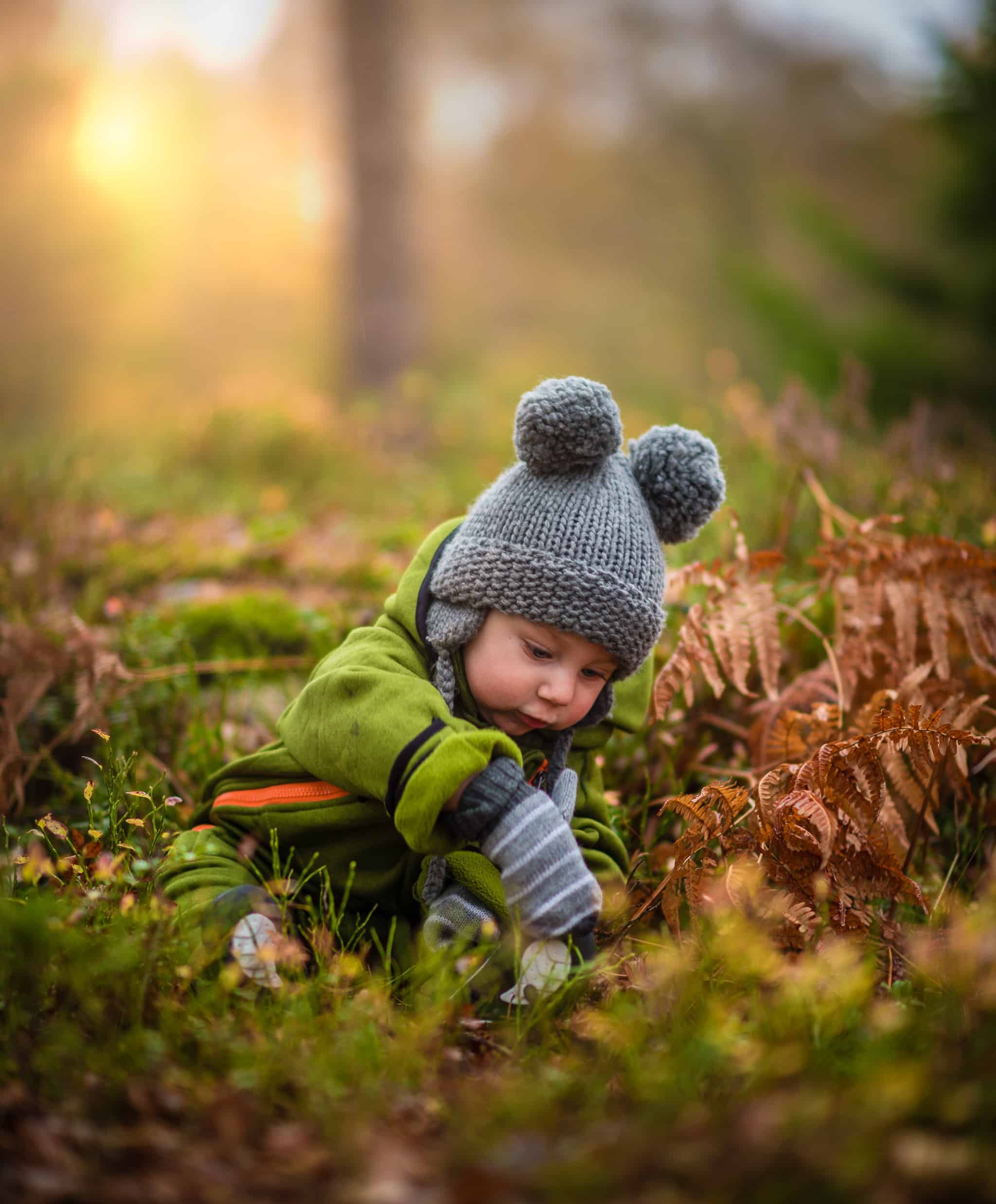 Toddler enjoying nature during fall
