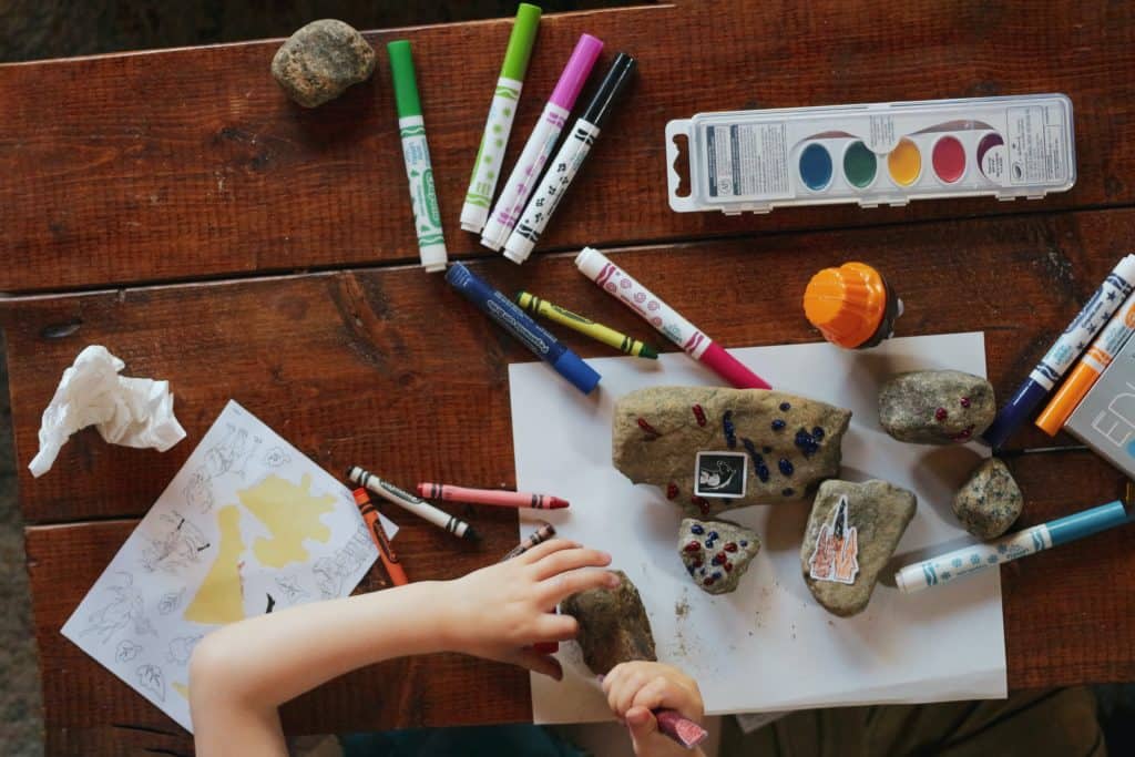 Craft supplies for kids on a tabletop